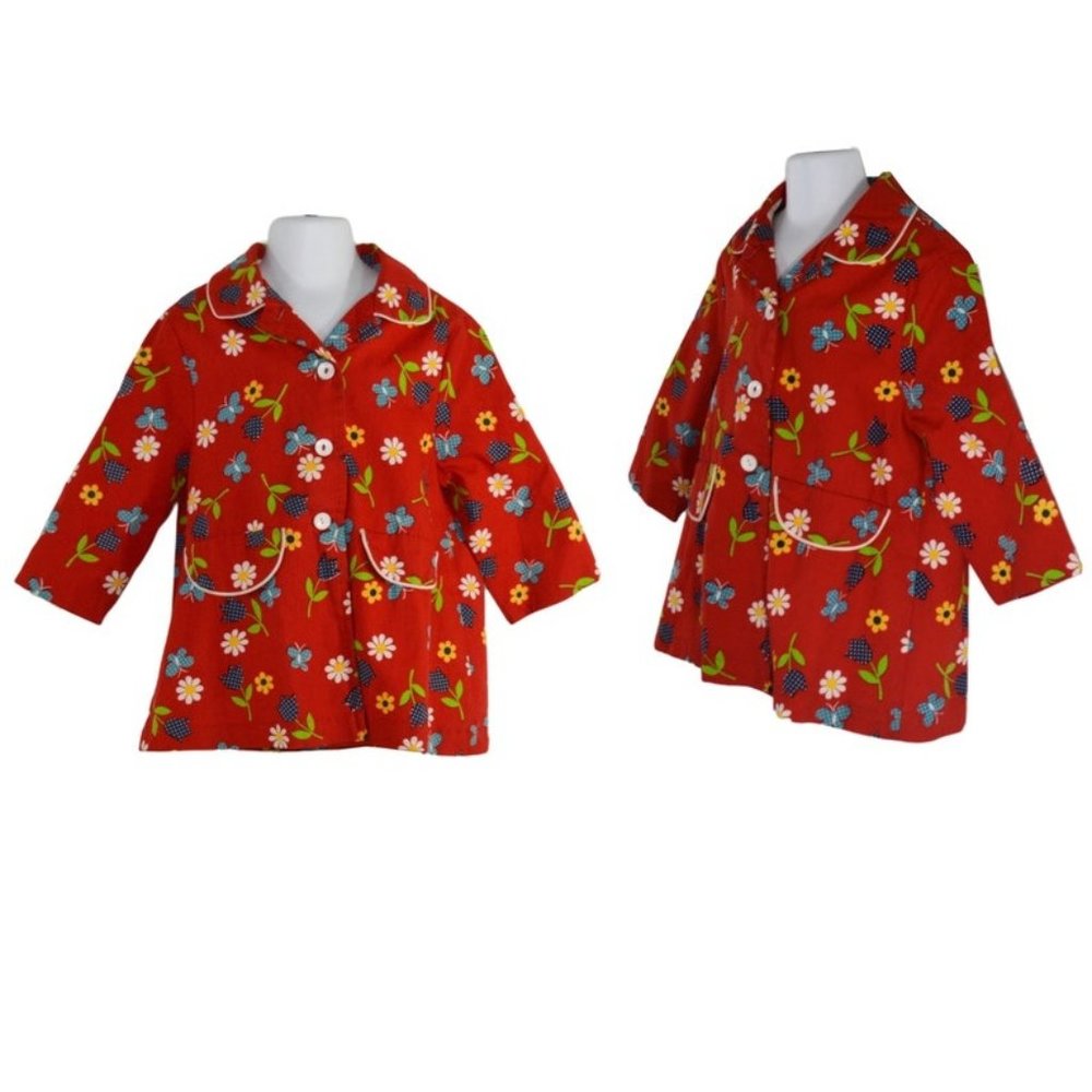 1960s/1970s Toddler Girl Red Spring Jacket, Size 2T/3T